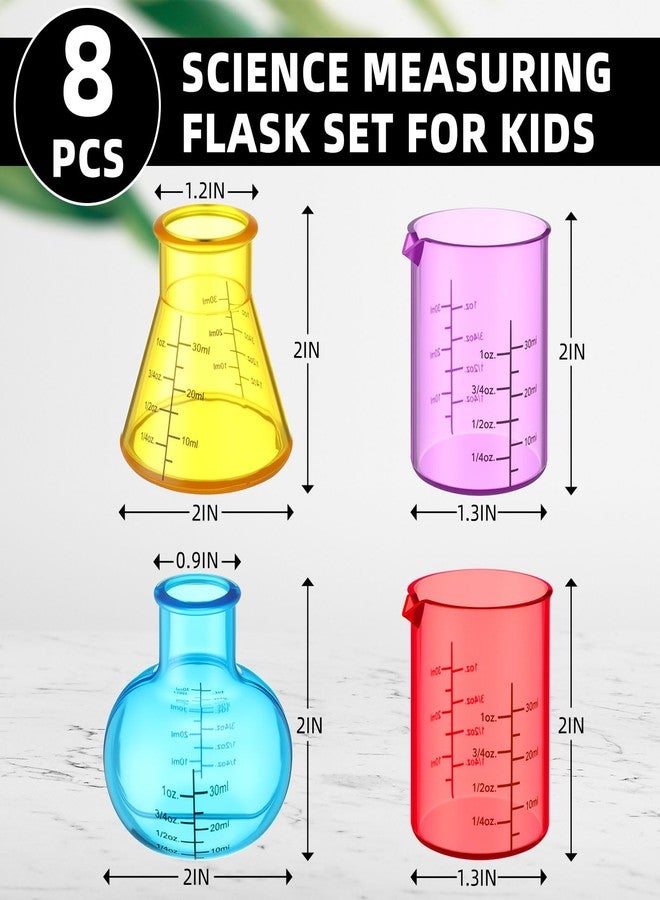 LaRandom 8 Pcs Science Measuring Flask Set for Kids, Graduated Cylinder 30ml Plastic Beakers Science Kits for Kids Ideal for DIY and Lab Experiment, Chemistry, Studies - Image 2